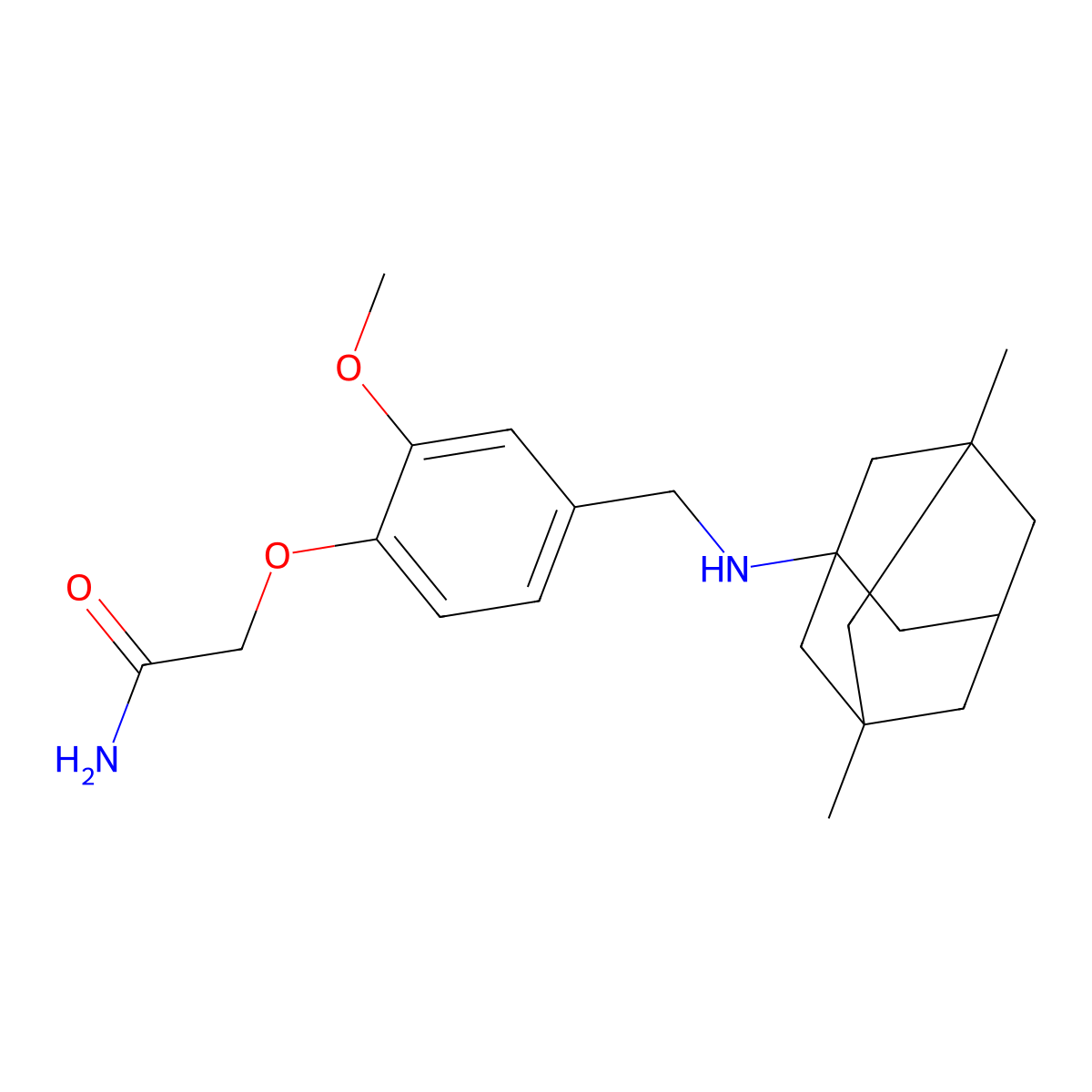 2-(4-{[(3,5-Dimethyl-1-adamantyl)amino]methyl}-2-methoxyphenoxy)acetamide molecular structure, CAS 847504-87-4