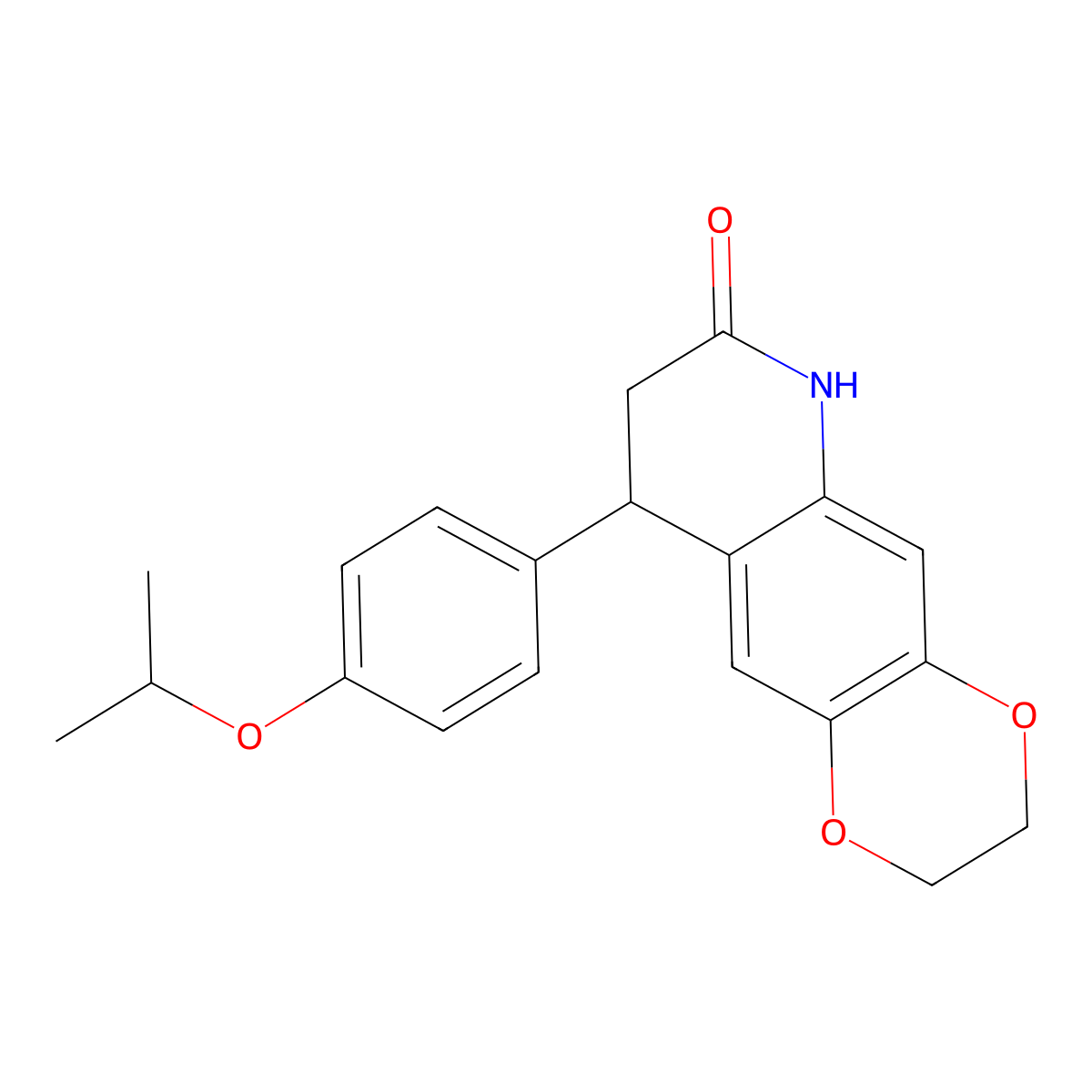 9-(4-propan-2-yloxyphenyl)-3,6,8,9-tetrahydro-2H-[1,4]dioxino[2,3-g]quinolin-7-one molecular structure, CAS 847505-40-2