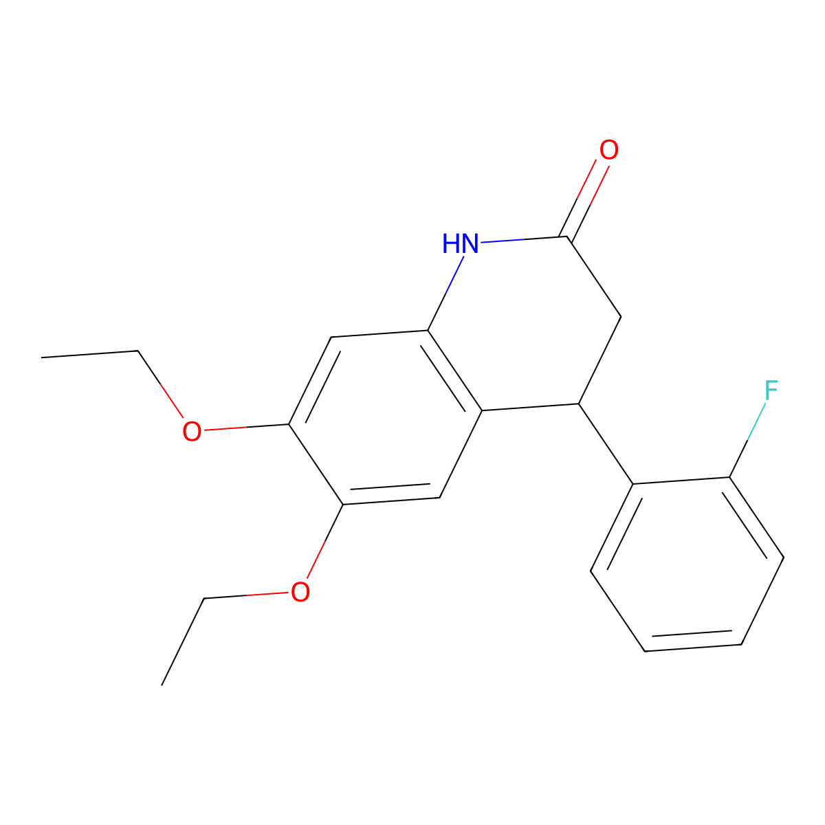 6,7-diethoxy-4-(2-fluorophenyl)-3,4-dihydroquinolin-2(1H)-one molecular structure, CAS 847505-43-5
