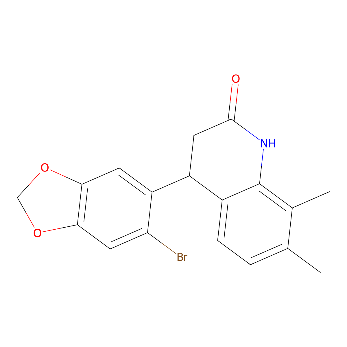 4-(6-bromo-1,3-benzodioxol-5-yl)-7,8-dimethyl-3,4-dihydroquinolin-2(1H)-one molecular structure, CAS 847507-50-0