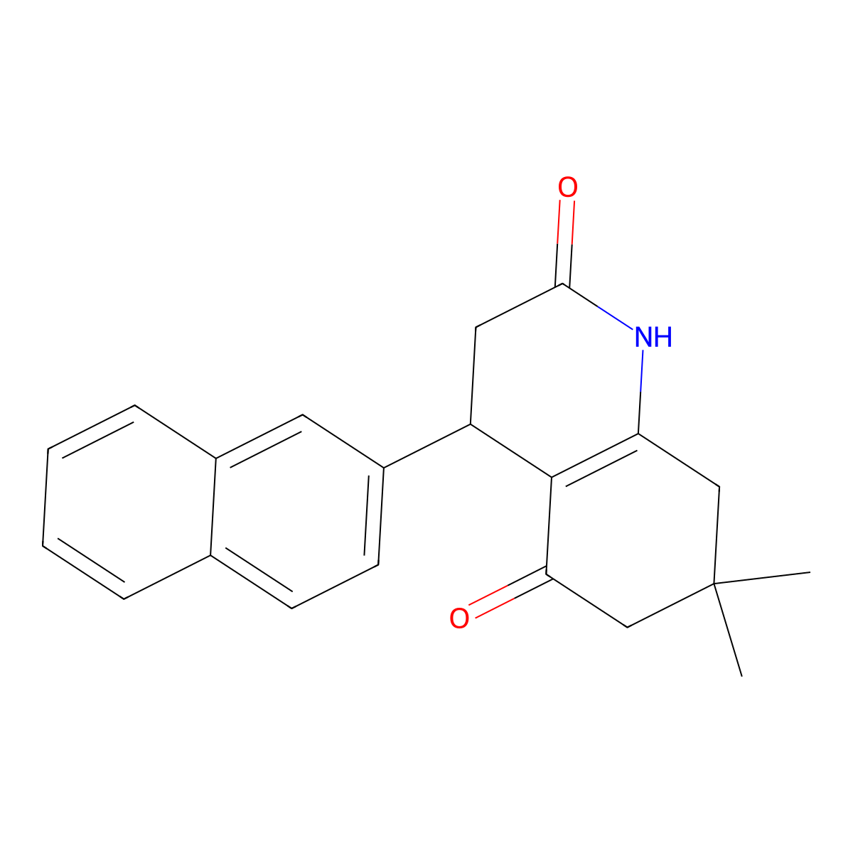7,7-dimethyl-4-naphthalen-2-yl-3,4,6,8-tetrahydro-1H-quinoline-2,5-dione molecular structure, CAS 847508-02-5