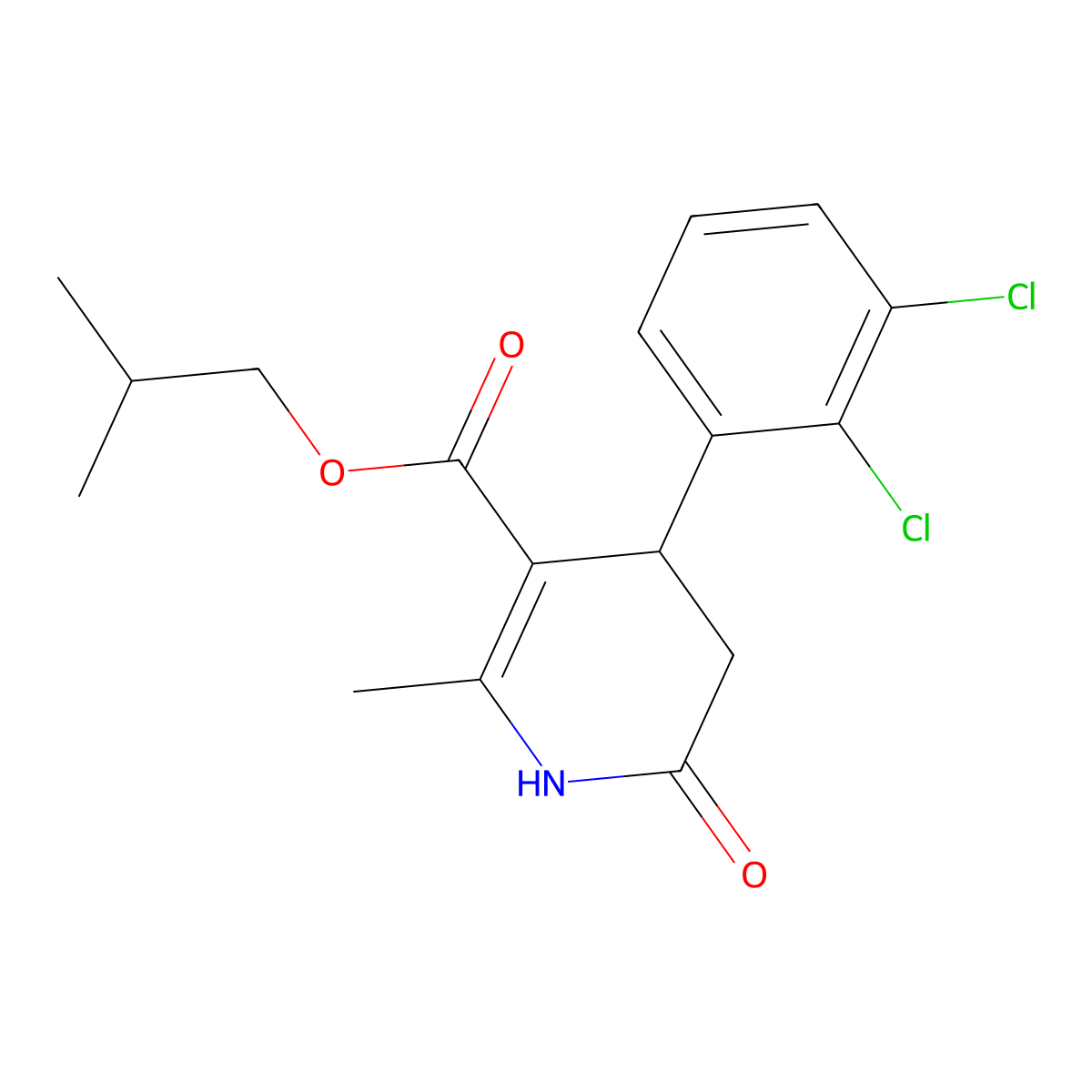 2-Methylpropyl 4-(2,3-dichlorophenyl)-2-methyl-6-oxo-1,4,5,6-tetrahydropyridine-3-carboxylate molecular structure, CAS 847508-23-0