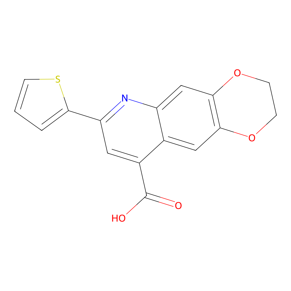 7-(thiophen-2-yl)-2H,3H-[1,4]dioxino[2,3-g]quinoline-9-carboxylic acid molecular structure, CAS 847508-31-0