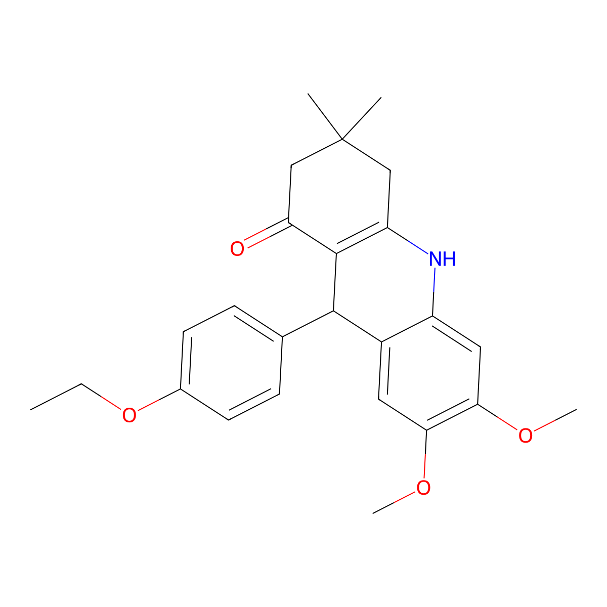 9-(4-ethoxyphenyl)-6,7-dimethoxy-3,3-dimethyl-3,4,9,10-tetrahydroacridin-1(2H)-one molecular structure, CAS 847508-35-4