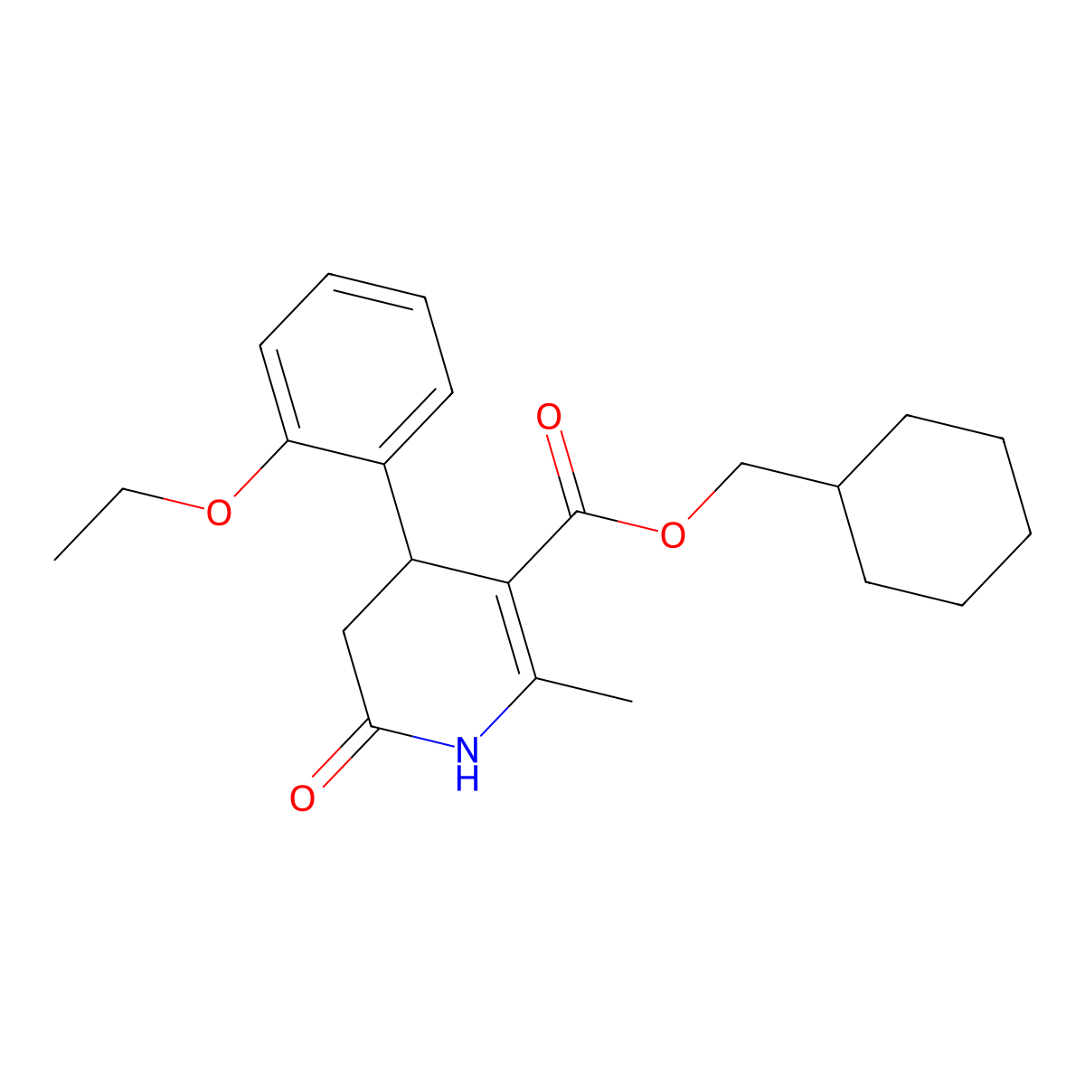 Cyclohexylmethyl 4-(2-ethoxyphenyl)-2-methyl-6-oxo-1,4,5,6-tetrahydropyridine-3-carboxylate molecular structure, CAS 847508-73-0