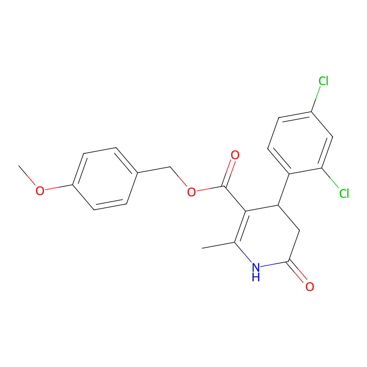 4-Methoxybenzyl 4-(2,4-dichlorophenyl)-2-methyl-6-oxo-1,4,5,6-tetrahydropyridine-3-carboxylate molecular structure, CAS 847508-78-5