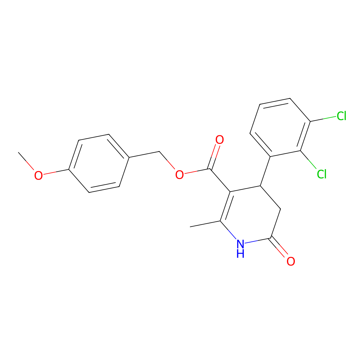 4-Methoxybenzyl 4-(2,3-dichlorophenyl)-2-methyl-6-oxo-1,4,5,6-tetrahydropyridine-3-carboxylate molecular structure, CAS 847508-80-9
