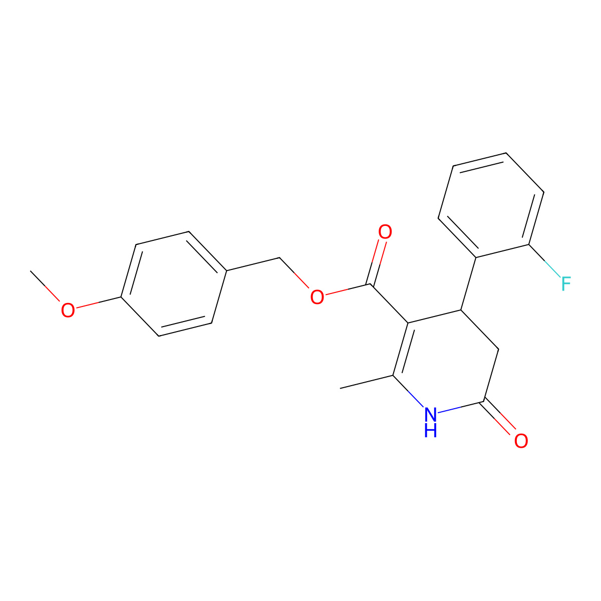 4-Methoxybenzyl 4-(2-fluorophenyl)-2-methyl-6-oxo-1,4,5,6-tetrahydropyridine-3-carboxylate molecular structure, CAS 847508-82-1