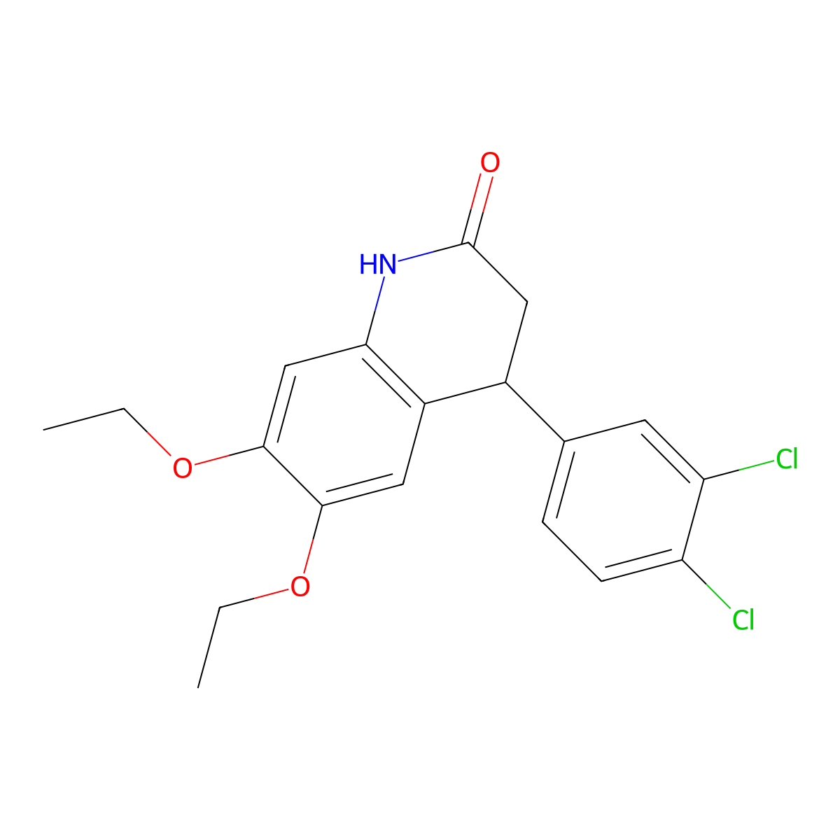 4-(3,4-dichlorophenyl)-6,7-diethoxy-3,4-dihydro-1H-quinolin-2-one molecular structure, CAS 847509-52-8