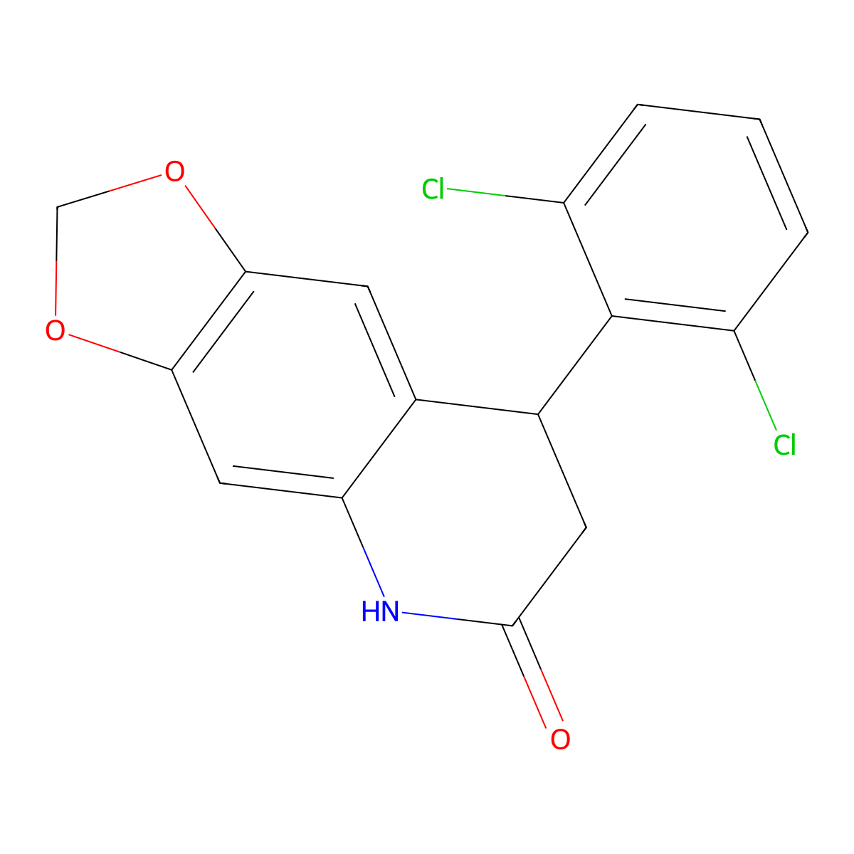 8-(2,6-dichlorophenyl)-7,8-dihydro-5H-[1,3]dioxolo[4,5-g]quinolin-6-one molecular structure, CAS 847509-58-4