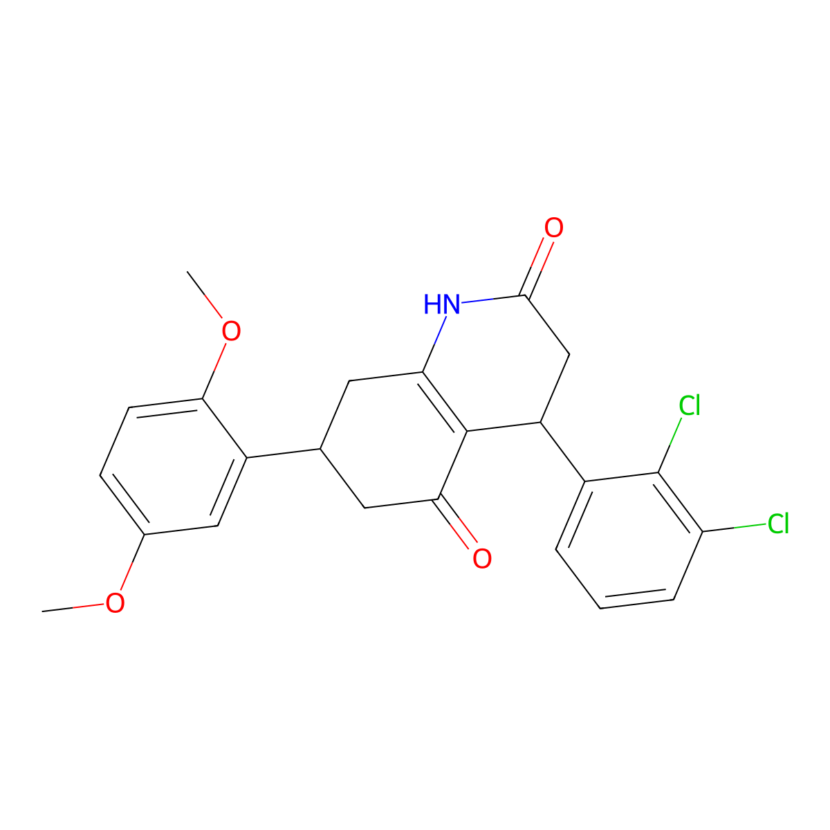 4-(2,3-dichlorophenyl)-7-(2,5-dimethoxyphenyl)-4,6,7,8-tetrahydroquinoline-2,5(1H,3H)-dione molecular structure, CAS 847509-79-9