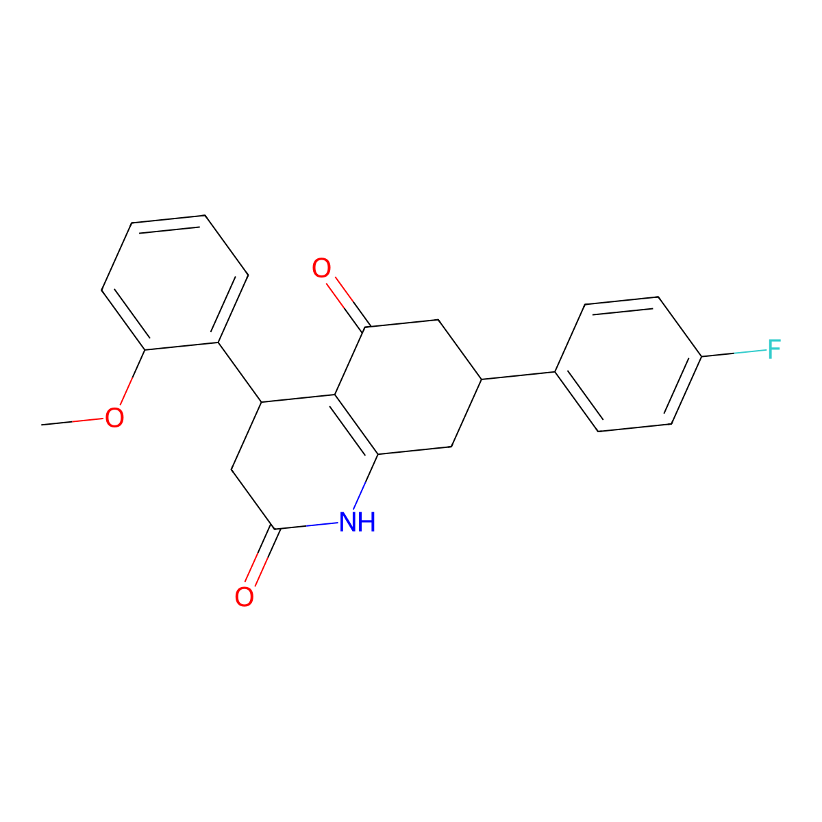 7-(4-fluorophenyl)-4-(2-methoxyphenyl)-4,6,7,8-tetrahydroquinoline-2,5(1H,3H)-dione molecular structure, CAS 847509-97-1