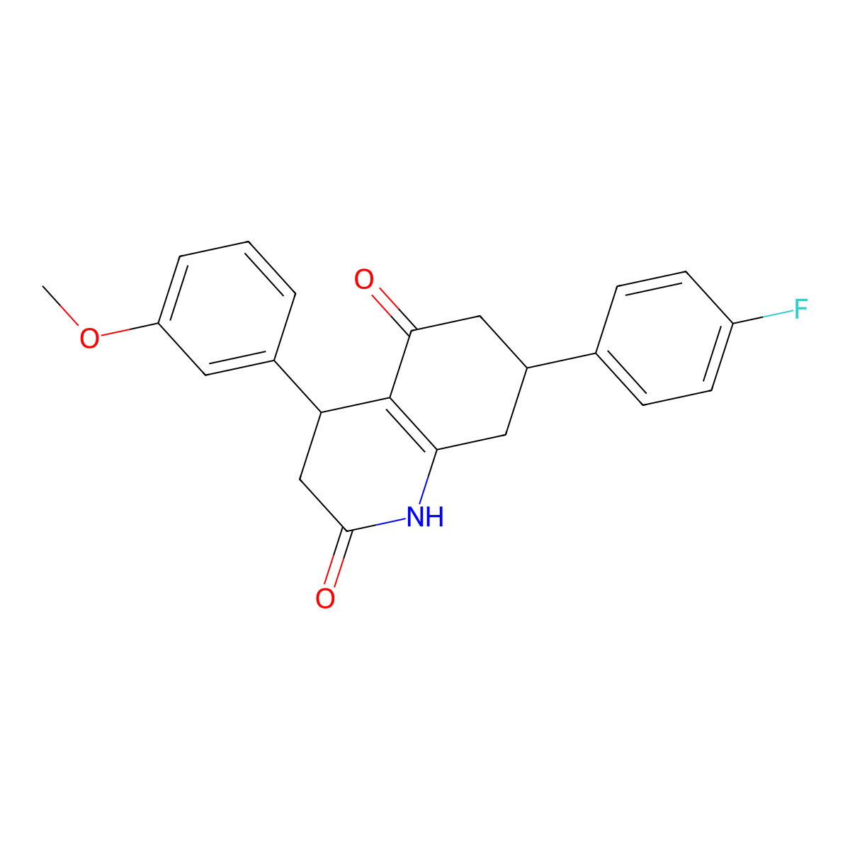 7-(4-fluorophenyl)-4-(3-methoxyphenyl)-4,6,7,8-tetrahydroquinoline-2,5(1H,3H)-dione molecular structure, CAS 847509-98-2