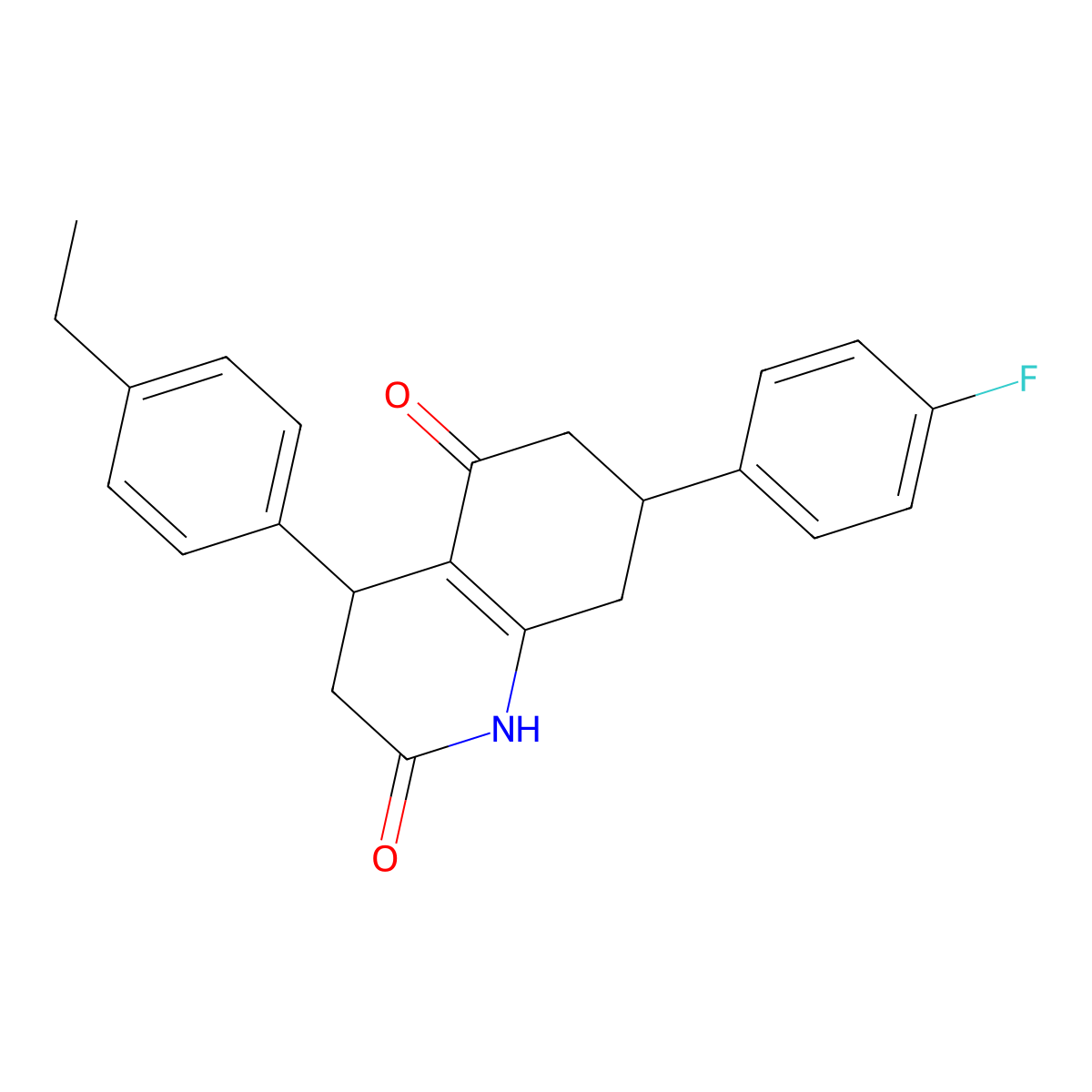 4-(4-Ethylphenyl)-7-(4-fluorophenyl)-1,3,4,6,7,8-hexahydroquinoline-2,5-dione molecular structure, CAS 847510-01-4