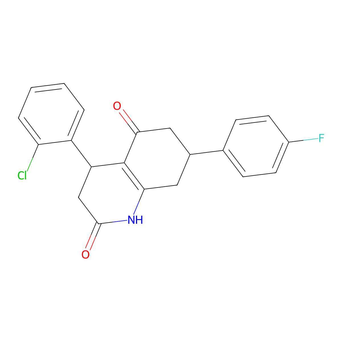 4-(2-Chlorophenyl)-7-(4-fluorophenyl)-1,3,4,6,7,8-hexahydroquinoline-2,5-dione molecular structure, CAS 847510-05-8