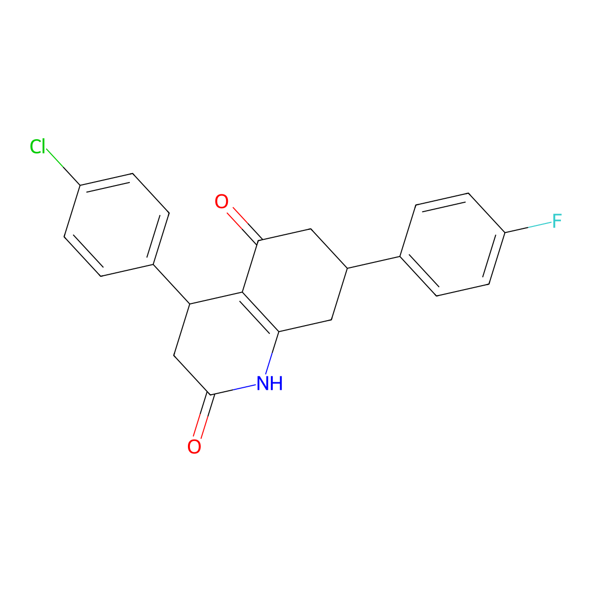 4-(4-Chlorophenyl)-7-(4-fluorophenyl)-1,3,4,6,7,8-hexahydroquinoline-2,5-dione molecular structure, CAS 847510-06-9