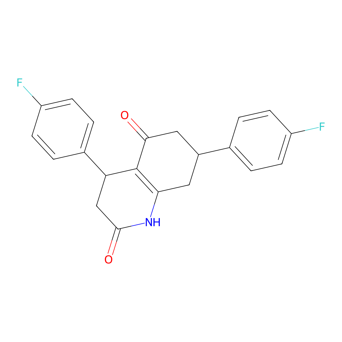 4,7-Bis(4-fluorophenyl)-1,3,4,6,7,8-hexahydroquinoline-2,5-dione molecular structure, CAS 847510-07-0