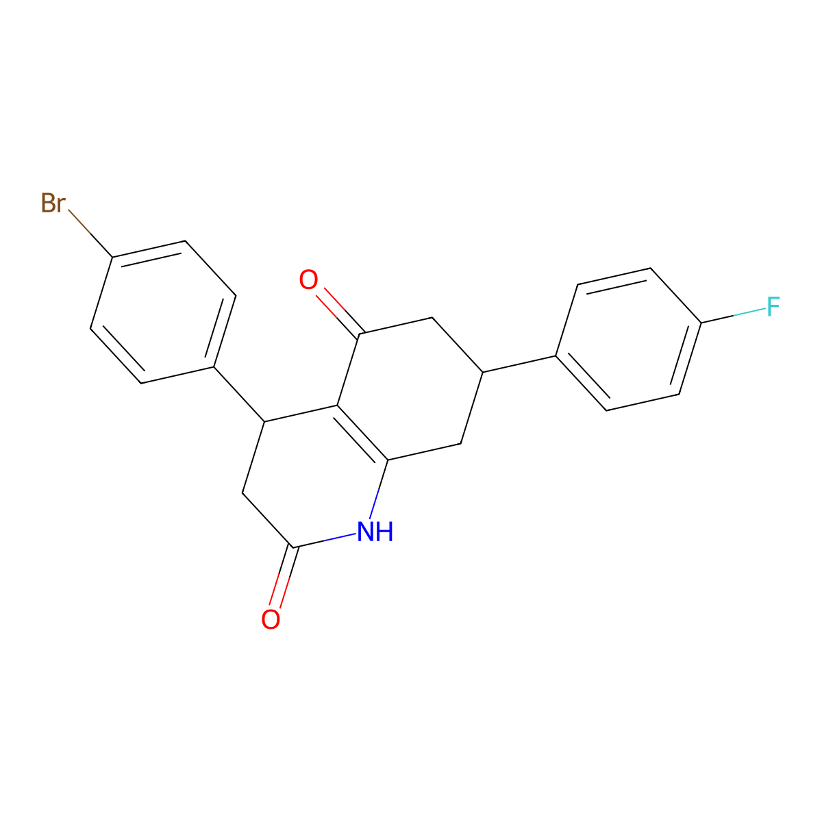 4-(4-Bromophenyl)-7-(4-fluorophenyl)-1,3,4,6,7,8-hexahydroquinoline-2,5-dione molecular structure, CAS 847510-08-1