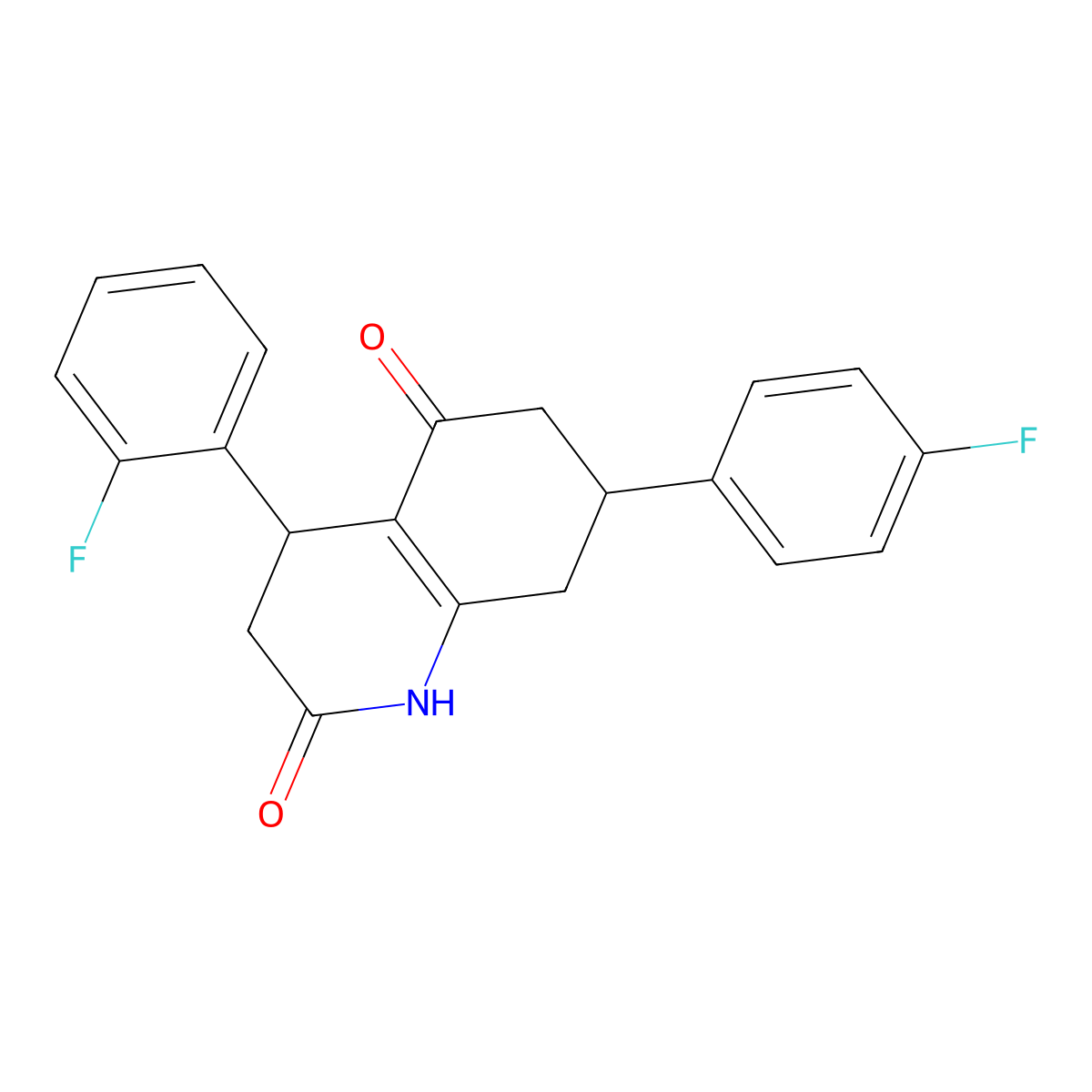 4-(2-Fluorophenyl)-7-(4-fluorophenyl)-1,3,4,6,7,8-hexahydroquinoline-2,5-dione molecular structure, CAS 847510-10-5