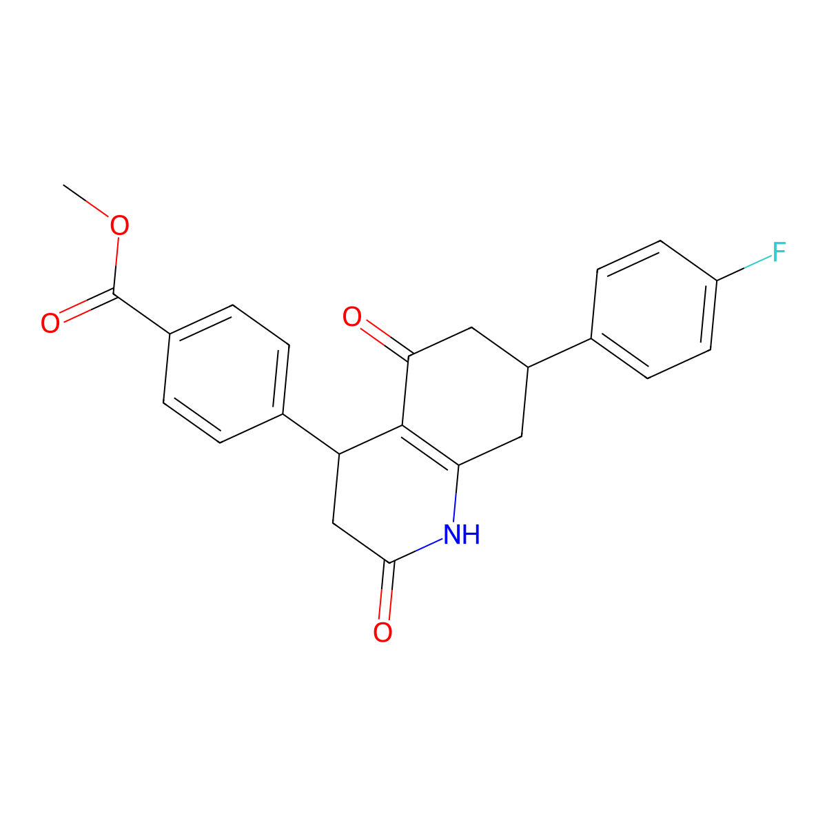 Methyl 4-[7-(4-fluorophenyl)-2,5-dioxo-1,2,3,4,5,6,7,8-octahydroquinolin-4-yl]benzoate molecular structure, CAS 847510-20-7
