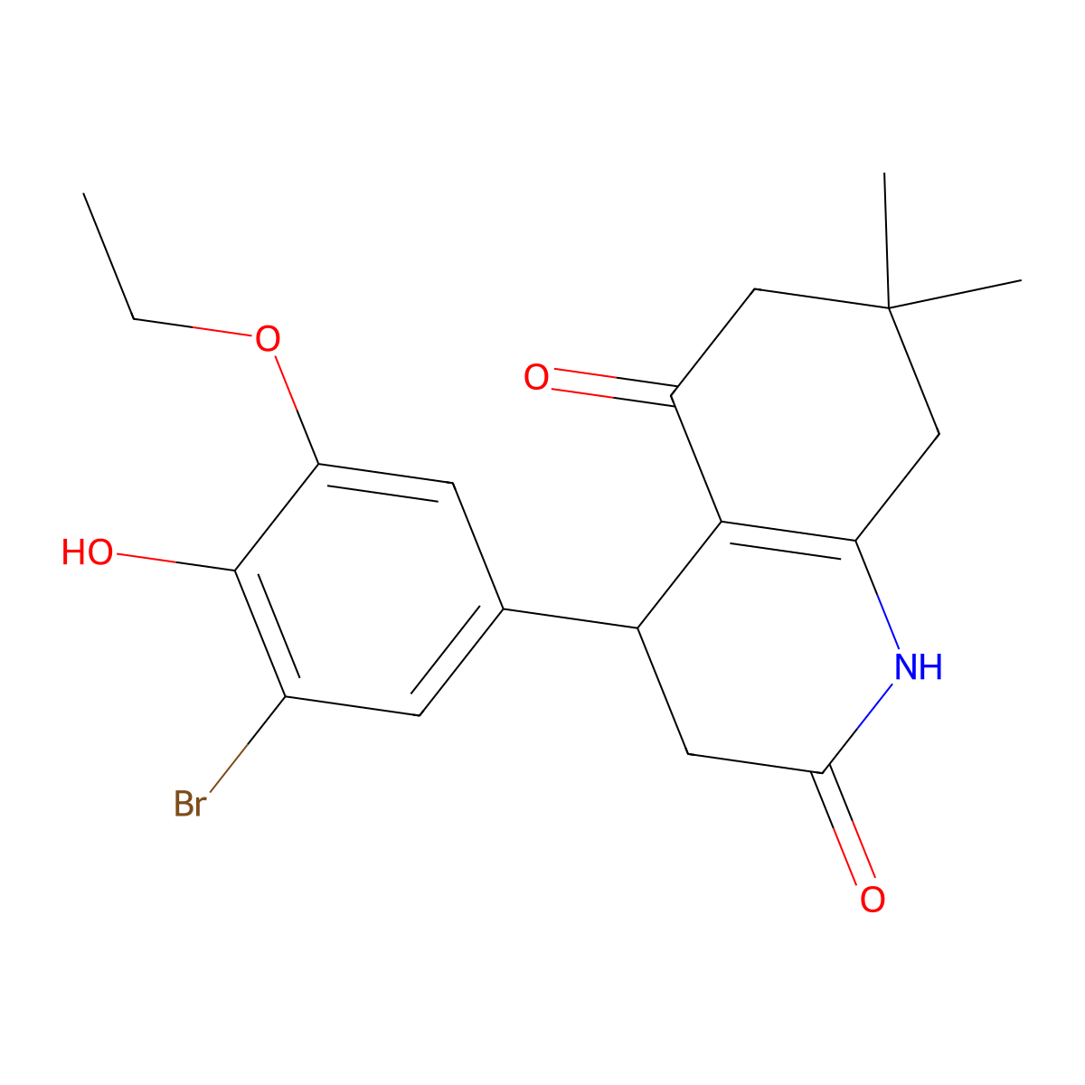 4-(3-bromo-5-ethoxy-4-hydroxyphenyl)-7,7-dimethyl-4,6,7,8-tetrahydroquinoline-2,5(1H,3H)-dione molecular structure, CAS 847510-22-9