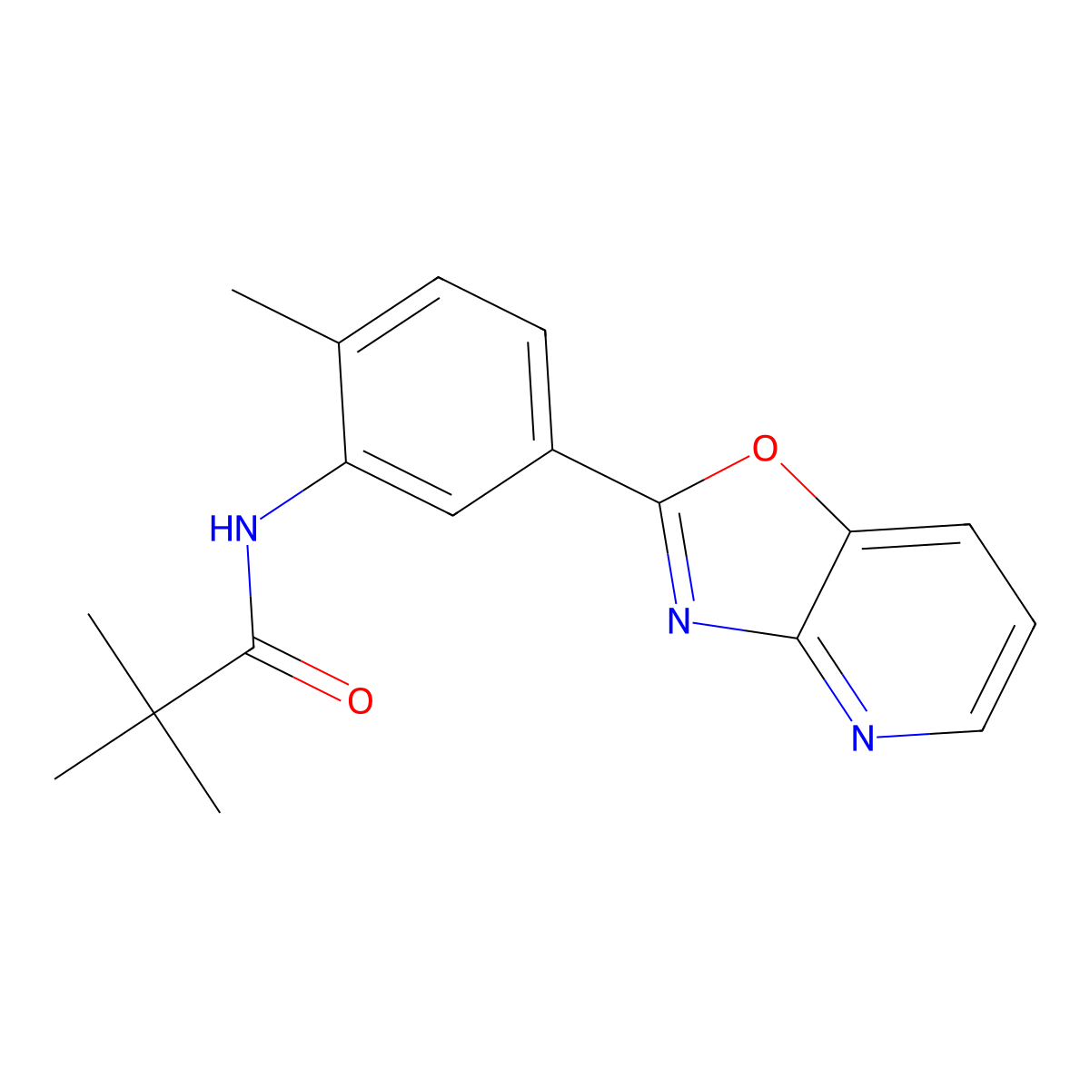 2,2-dimethyl-N-[2-methyl-5-([1,3]oxazolo[4,5-b]pyridin-2-yl)phenyl]propanamide molecular structure, CAS 847510-36-5