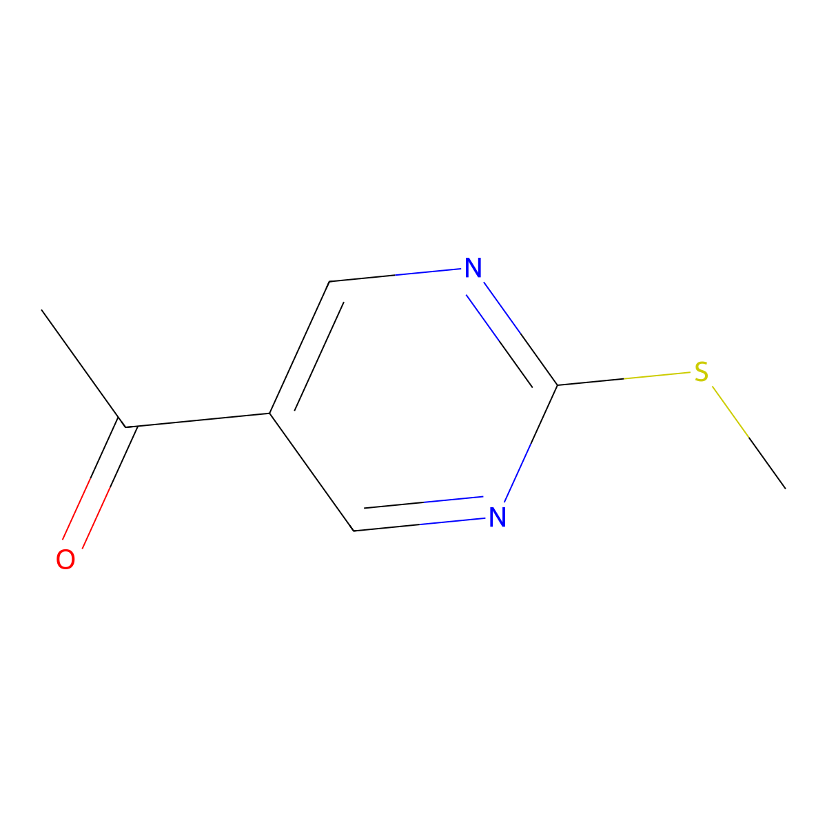 1-[2-(Methylsulfanyl)pyrimidin-5-yl]ethan-1-one molecular structure, CAS 84755-29-3