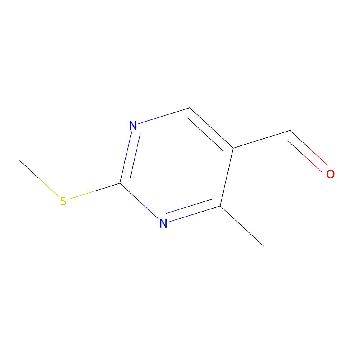 4-Methyl-2-(methylsulfanyl)pyrimidine-5-carbaldehyde molecular structure, CAS 84755-30-6