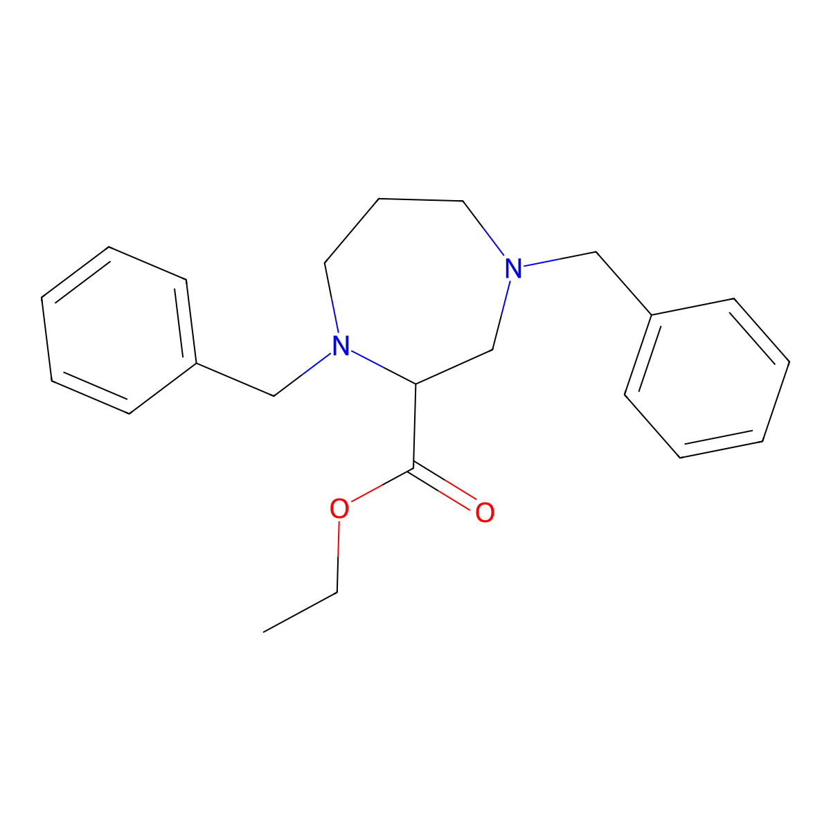 Ethyl 1,4-dibenzyl-1,4-diazepane-2-carboxylate molecular structure, CAS 847556-35-8