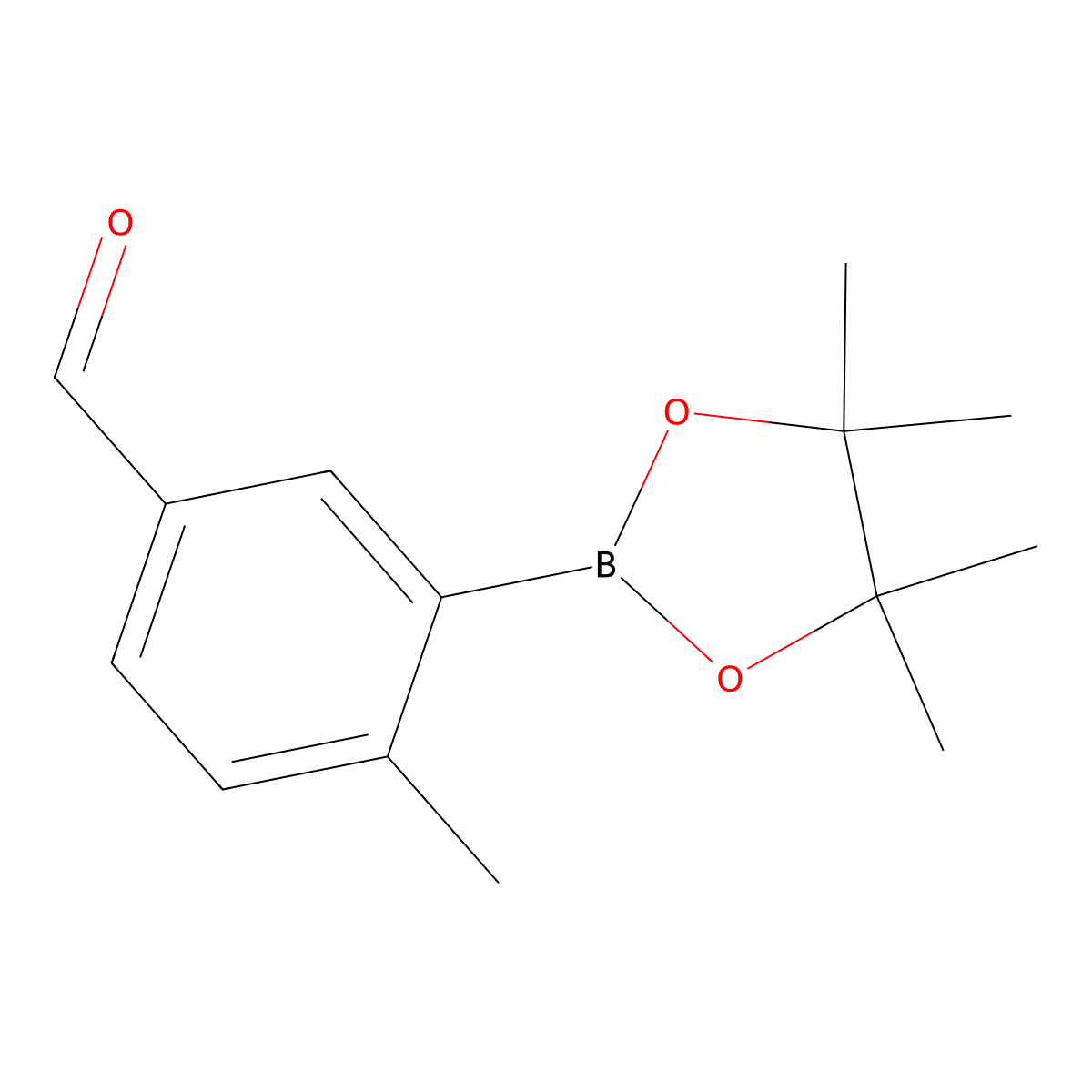 4-Methyl-3-(4,4,5,5-tetramethyl-1,3,2-dioxaborolan-2-yl)benzaldehyde molecular structure, CAS 847560-50-3