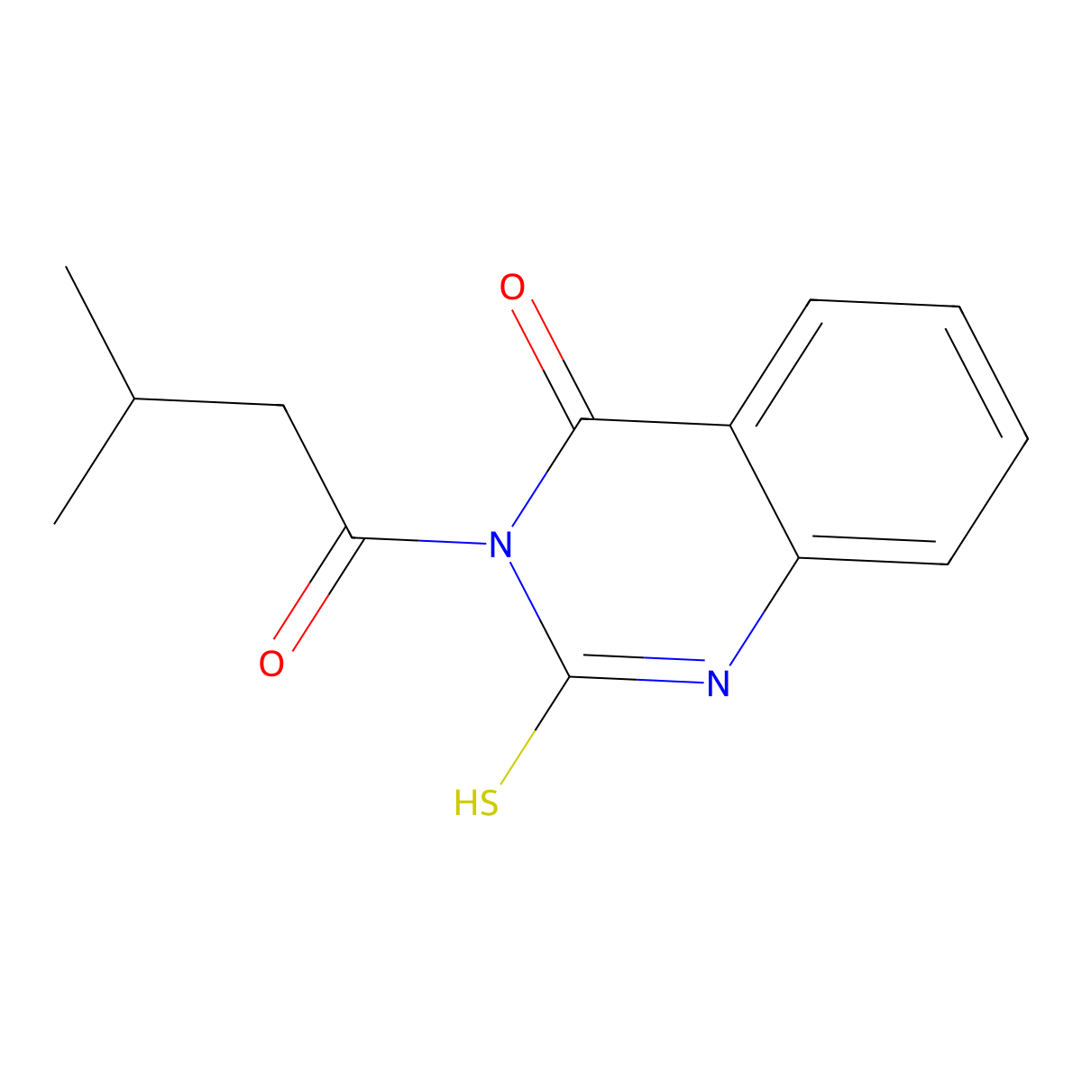 3-(3-methylbutanoyl)-2-sulfanylquinazolin-4(3H)-one molecular structure, CAS 847561-18-6