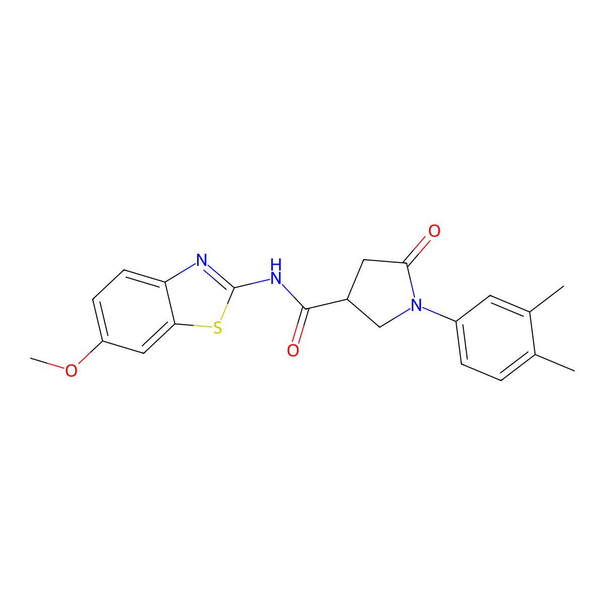 1-(3,4-dimethylphenyl)-N-(6-methoxy-1,3-benzothiazol-2-yl)-5-oxo-3-pyrrolidinecarboxamide molecular structure, CAS 847568-72-3