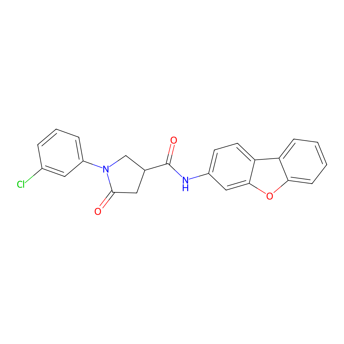 1-(3-chlorophenyl)-N-dibenzo[b,d]furan-3-yl-5-oxo-3-pyrrolidinecarboxamide molecular structure, CAS 847569-50-0