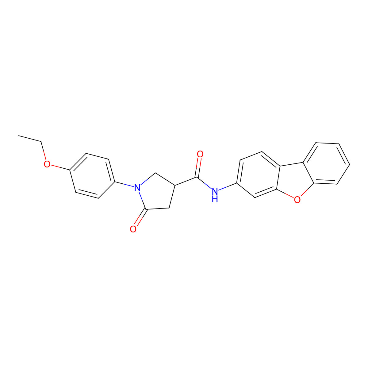 N-dibenzo[b,d]furan-3-yl-1-(4-ethoxyphenyl)-5-oxo-3-pyrrolidinecarboxamide molecular structure, CAS 847569-55-5