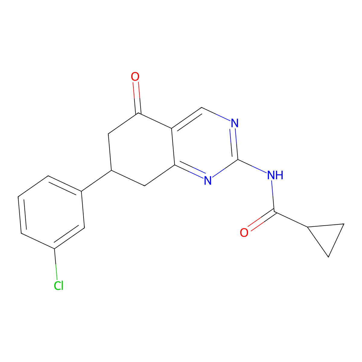 N-[7-(3-chlorophenyl)-5-oxo-5,6,7,8-tetrahydroquinazolin-2-yl]cyclopropanecarboxamide molecular structure, CAS 847569-71-5