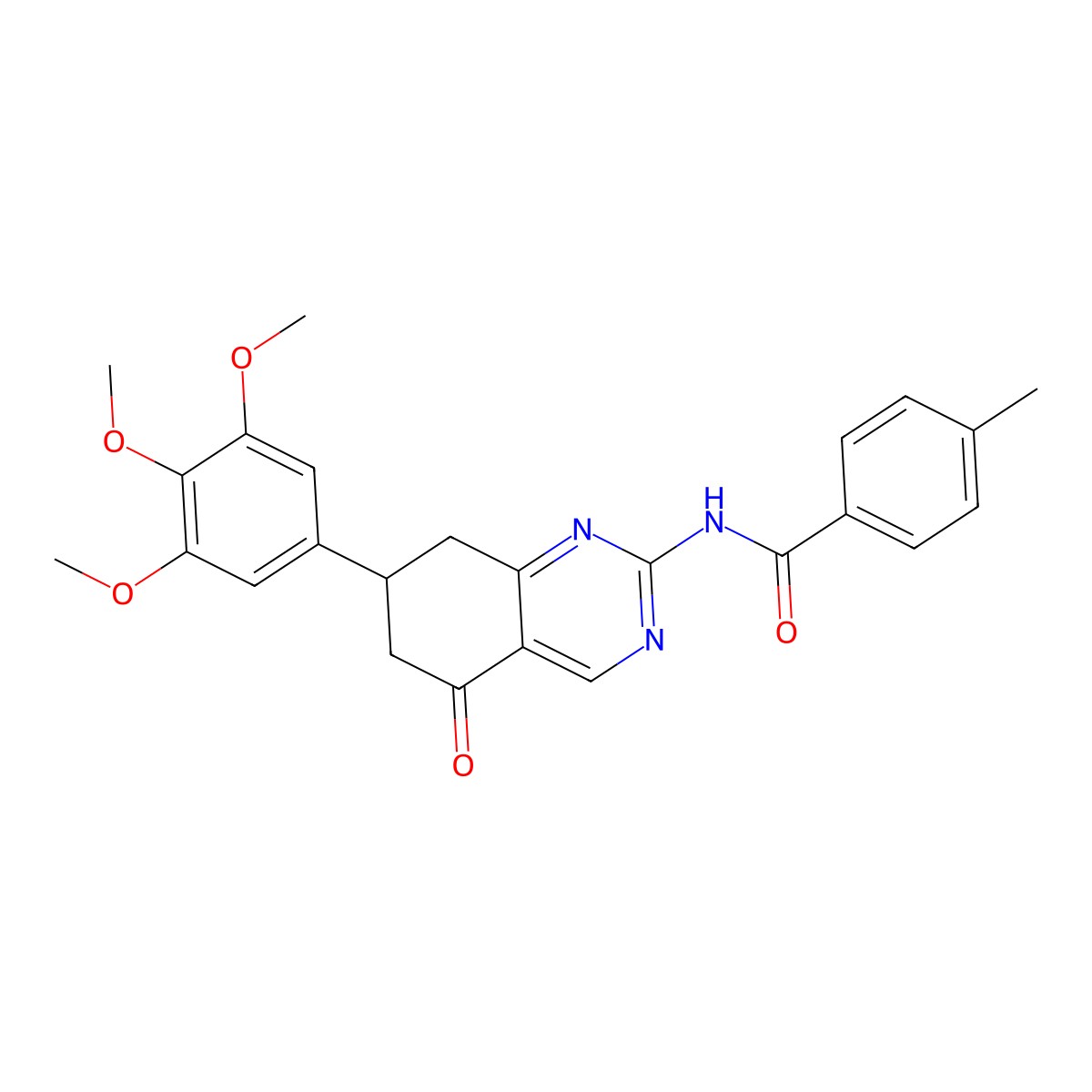 4-methyl-N-[5-oxo-7-(3,4,5-trimethoxyphenyl)-5,6,7,8-tetrahydroquinazolin-2-yl]benzamide molecular structure, CAS 847569-74-8