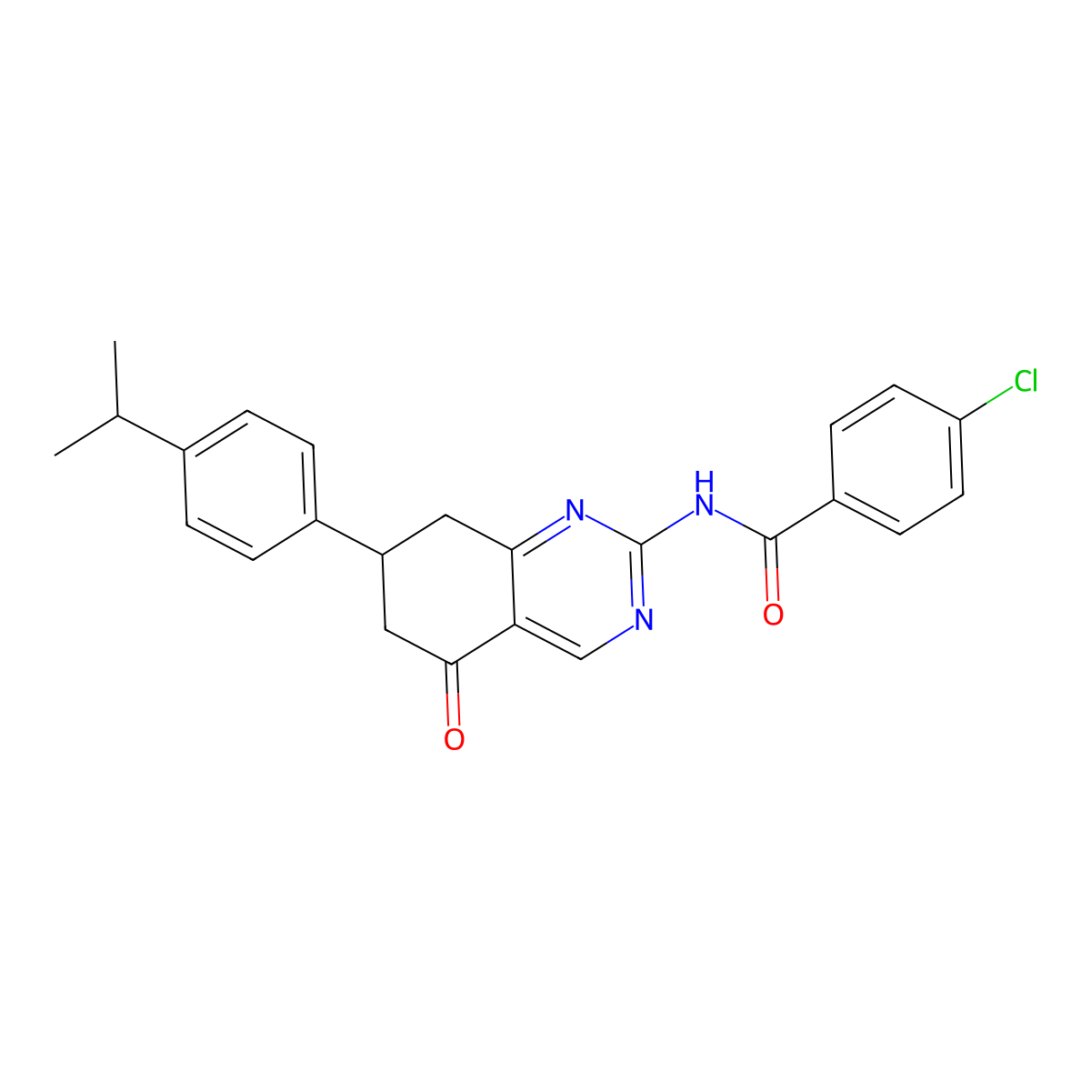 4-chloro-N-{5-oxo-7-[4-(propan-2-yl)phenyl]-5,6,7,8-tetrahydroquinazolin-2-yl}benzamide molecular structure, CAS 847569-75-9