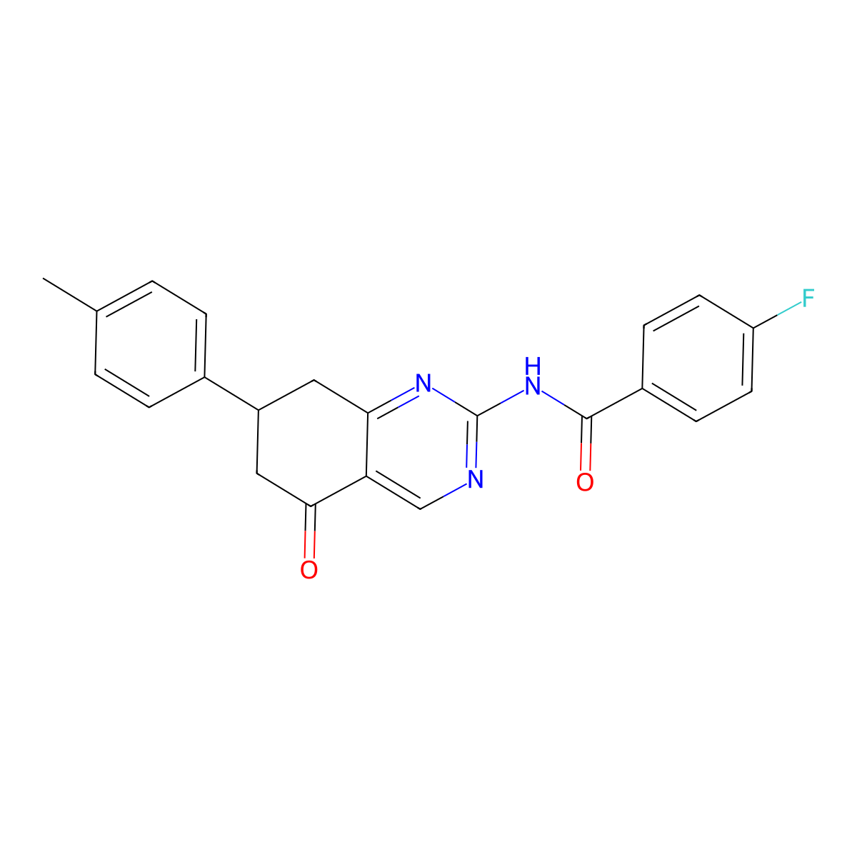4-fluoro-N-[7-(4-methylphenyl)-5-oxo-5,6,7,8-tetrahydroquinazolin-2-yl]benzamide molecular structure, CAS 847569-76-0