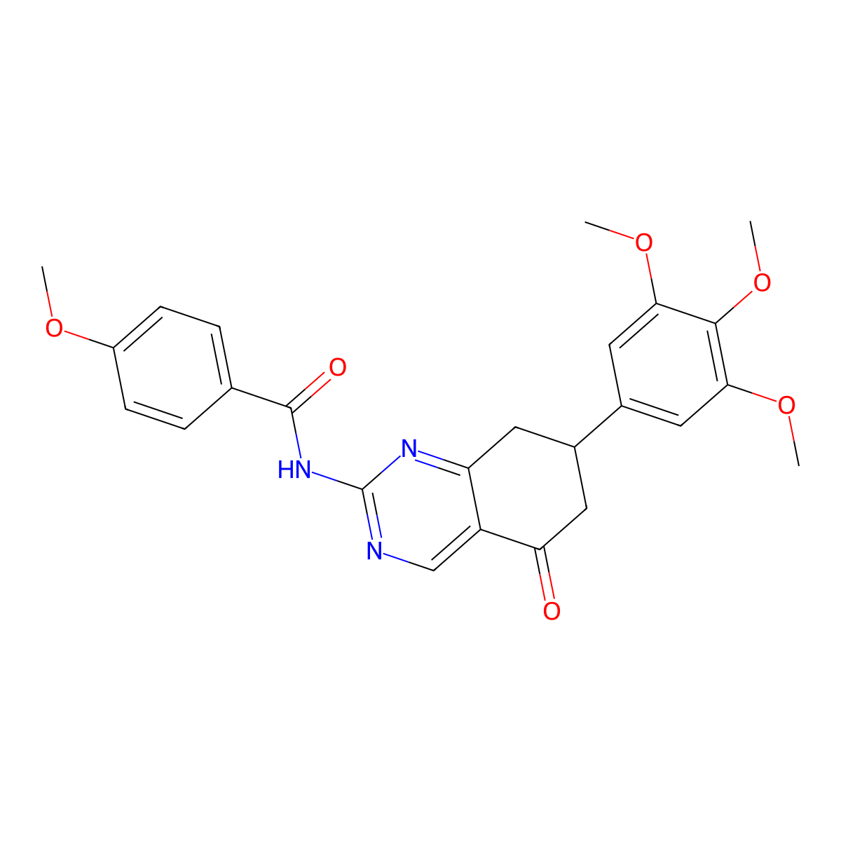 4-methoxy-N-(5-oxo-7-(3,4,5-trimethoxyphenyl)-5,6,7,8-tetrahydroquinazolin-2-yl)benzamide molecular structure, CAS 847569-77-1