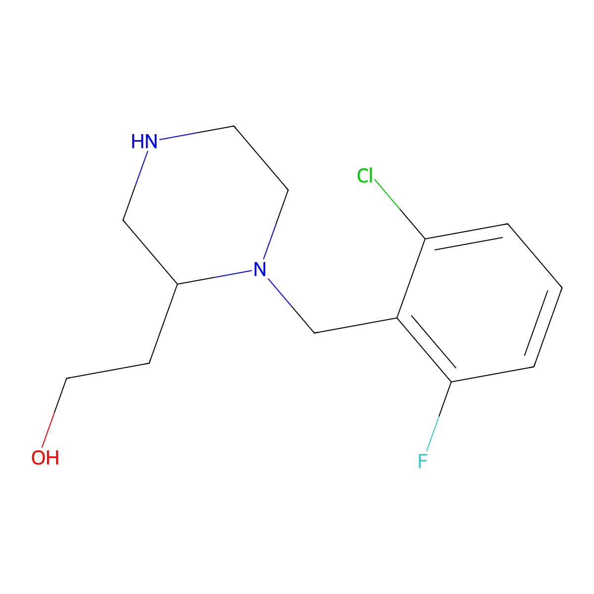 2-[1-(2-Chloro-6-fluorobenzyl)-2-piperazinyl]ethanol molecular structure, CAS 847570-37-0