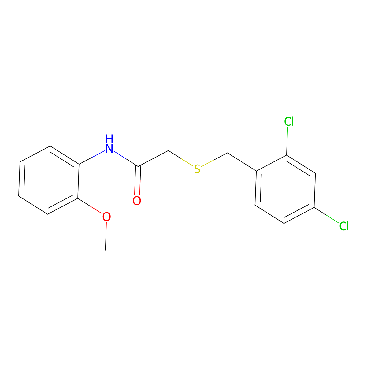 2-[(2,4-dichlorophenyl)methylsulfanyl]-N-(2-methoxyphenyl)acetamide molecular structure, CAS 847571-83-9