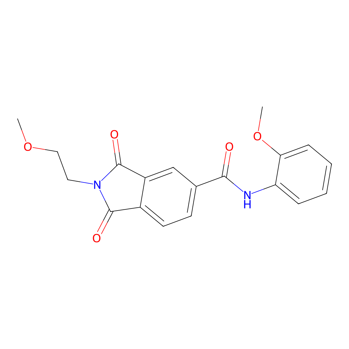 2-(2-methoxyethyl)-N-(2-methoxyphenyl)-1,3-dioxoisoindole-5-carboxamide molecular structure, CAS 847571-84-0