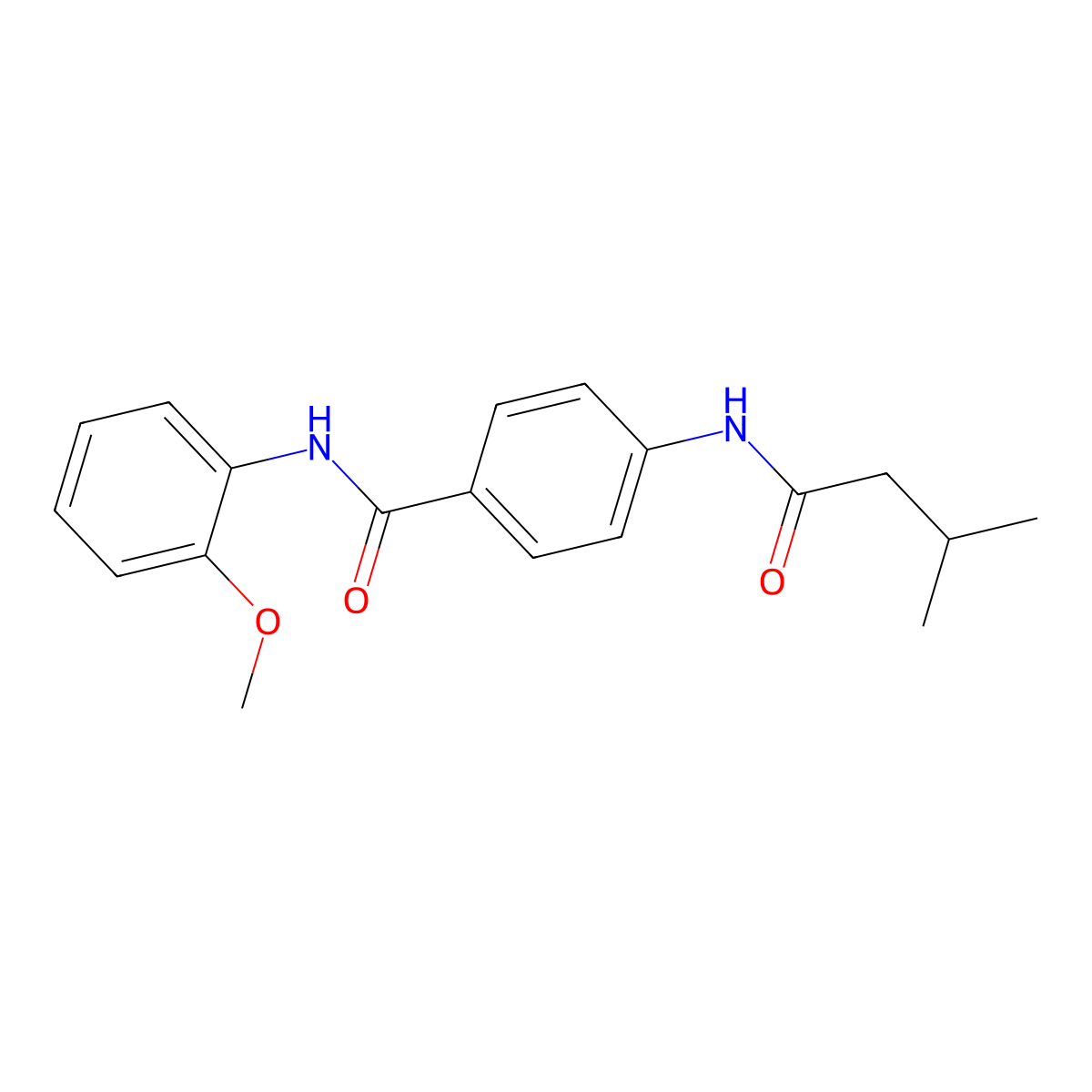 N-(2-methoxyphenyl)-4-(3-methylbutanoylamino)benzamide molecular structure, CAS 847571-88-4