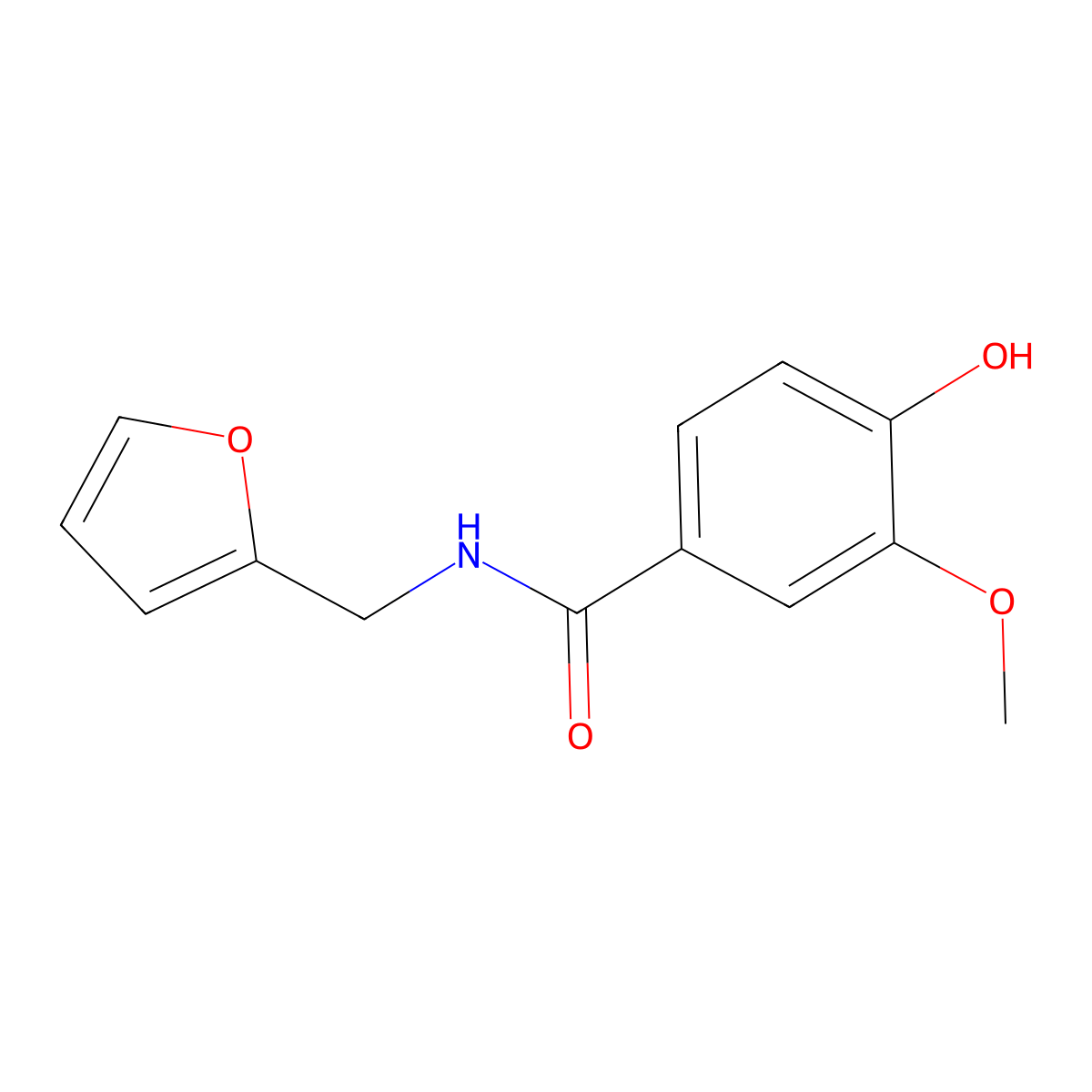 N-(furan-2-ylmethyl)-4-hydroxy-3-methoxybenzamide molecular structure, CAS 847572-02-5