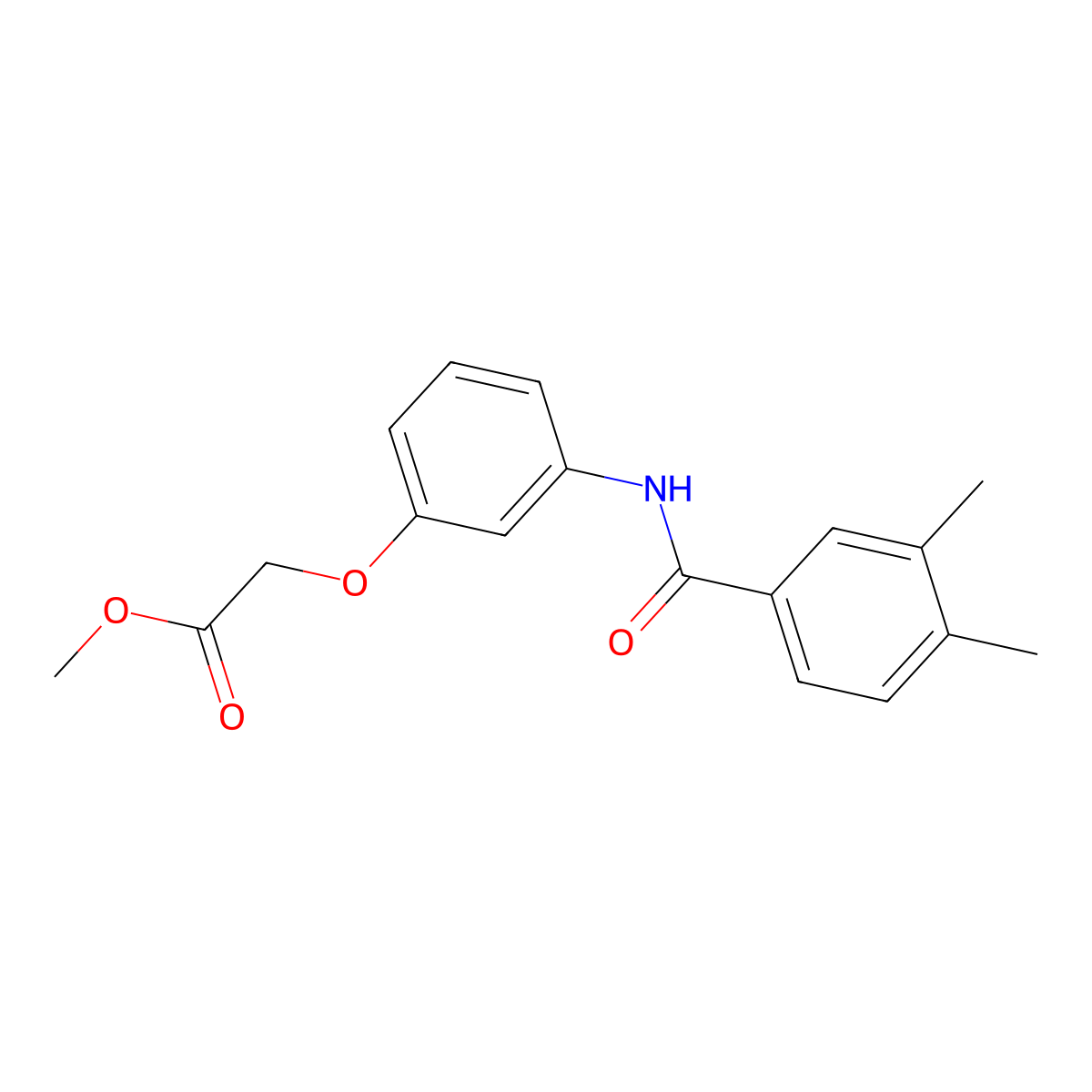 Methyl (3-{[(3,4-dimethylphenyl)carbonyl]amino}phenoxy)acetate molecular structure, CAS 847572-10-5