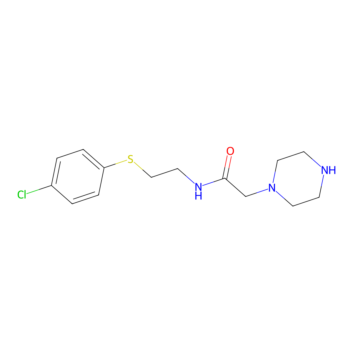 N-{2-[(4-chlorophenyl)sulfanyl]ethyl}-2-(piperazin-1-yl)acetamide molecular structure, CAS 847572-31-0