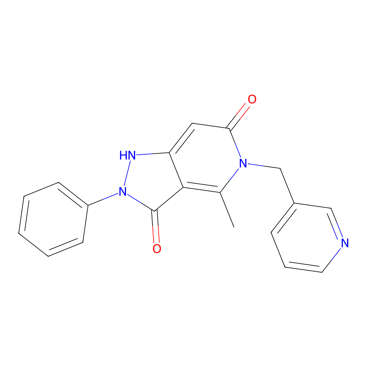 4-methyl-2-phenyl-5-(pyridin-3-ylmethyl)-1H-pyrazolo[4,3-c]pyridine-3,6(2H,5H)-dione molecular structure, CAS 847572-55-8