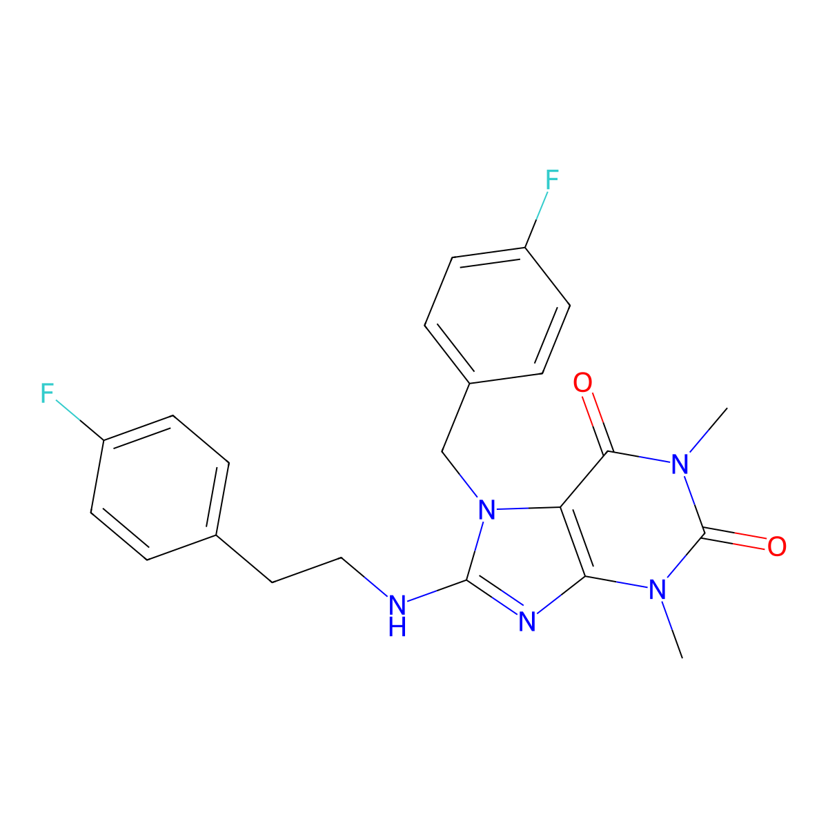 7-(4-fluorobenzyl)-8-{[2-(4-fluorophenyl)ethyl]amino}-1,3-dimethyl-3,7-dihydro-1H-purine-2,6-dione molecular structure, CAS 847572-56-9