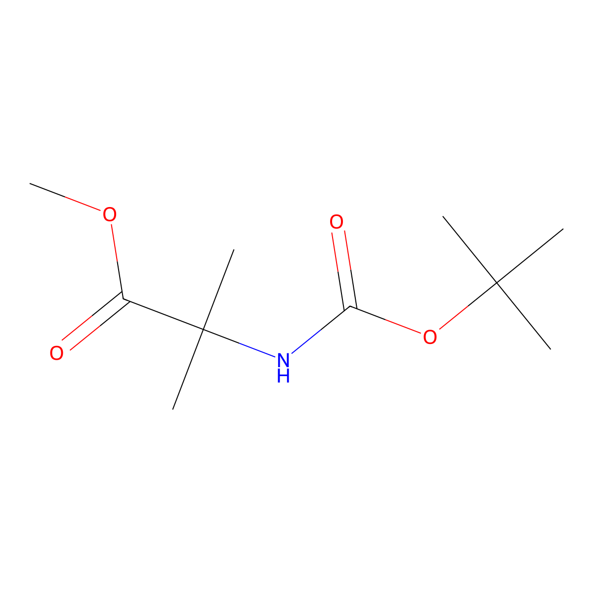 Methyl 2-(tert-butoxycarbonylamino)-2-methylpropanoate molecular structure, CAS 84758-55-4