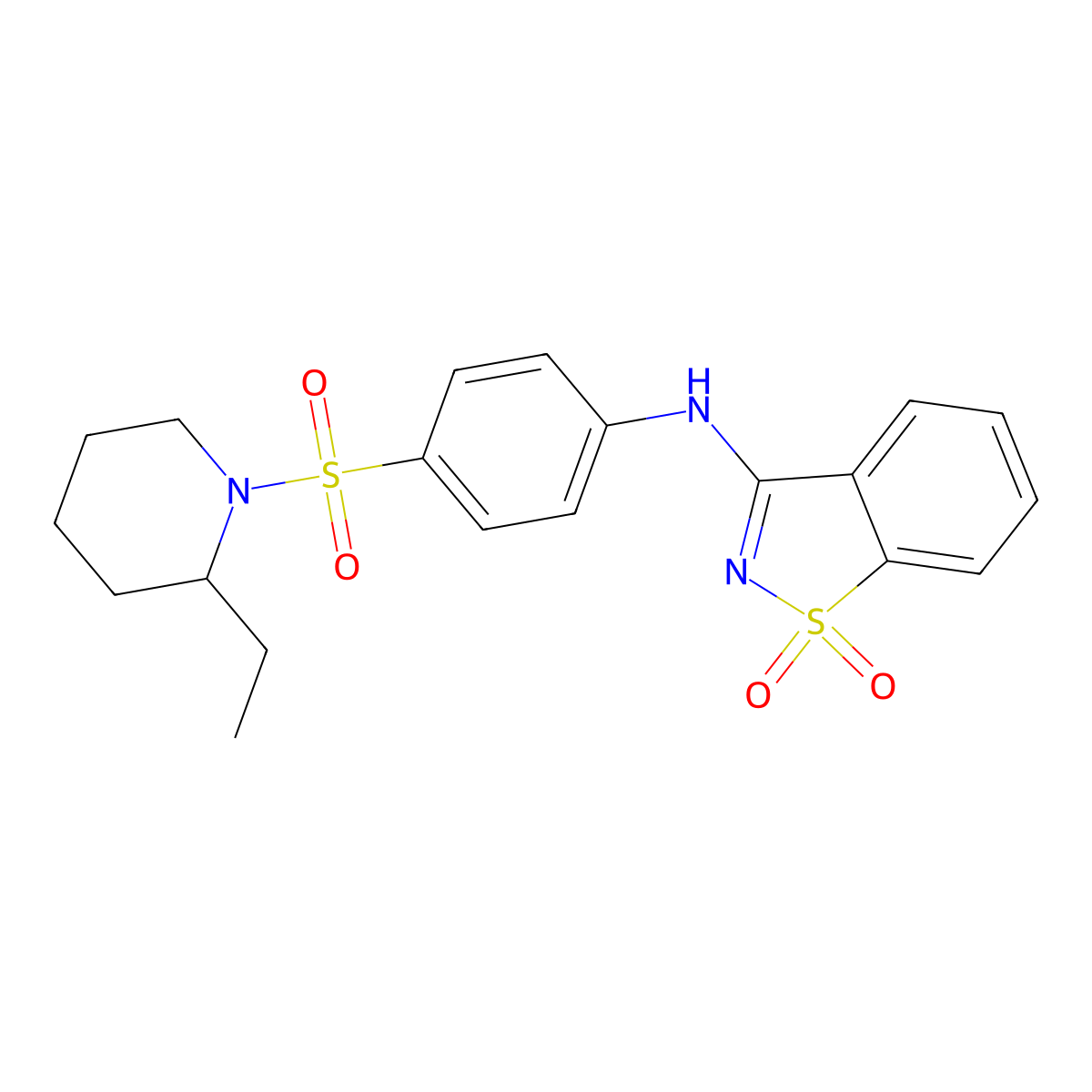 N-{4-[(2-ethylpiperidin-1-yl)sulfonyl]phenyl}-1,2-benzothiazol-3-amine 1,1-dioxide molecular structure, CAS 847587-43-3